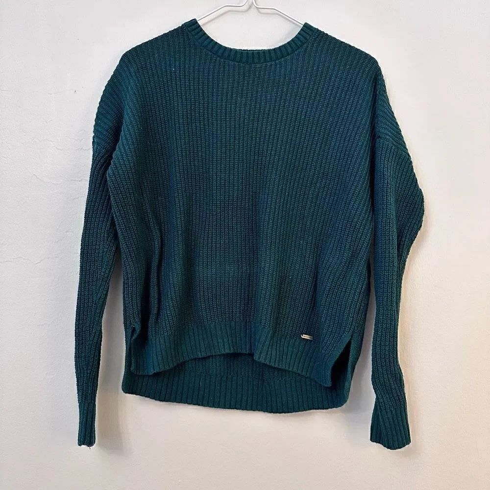 Hollister Women's Sweater Pullover Knit Long Sleeve Crew Neck Deep Teal Size XS
